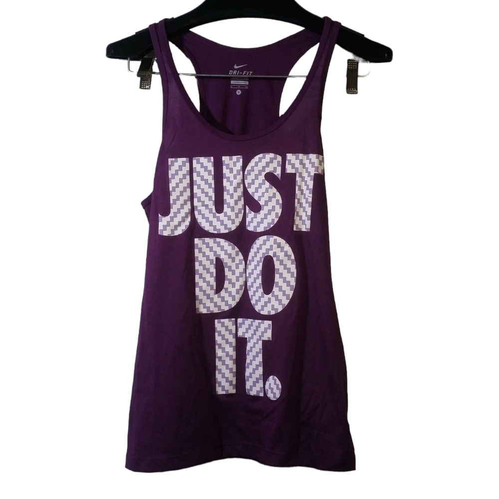 Nike DriFit Tank Top Women's S Racer Back Just Do It Purple Chevron Lightweight